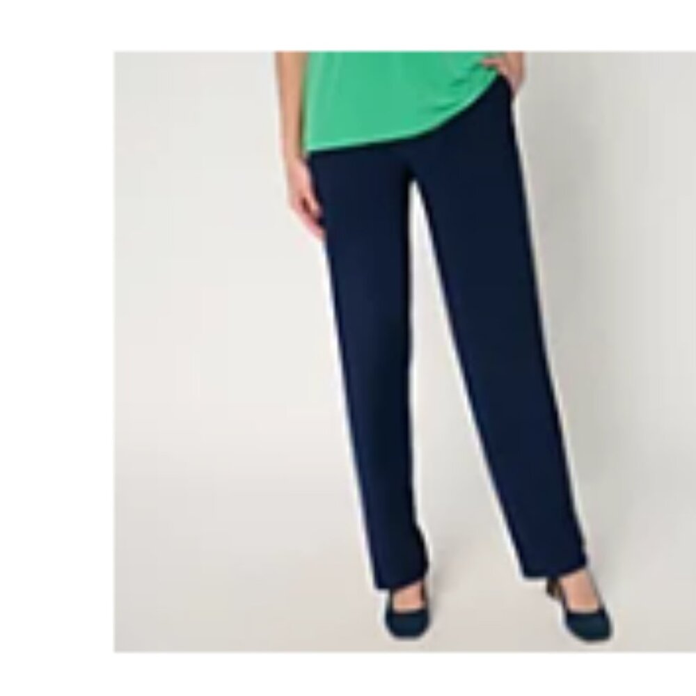 SUSAN GRAVER Navy Regular Liquid Knit Luxe Pull-On Pant Size L